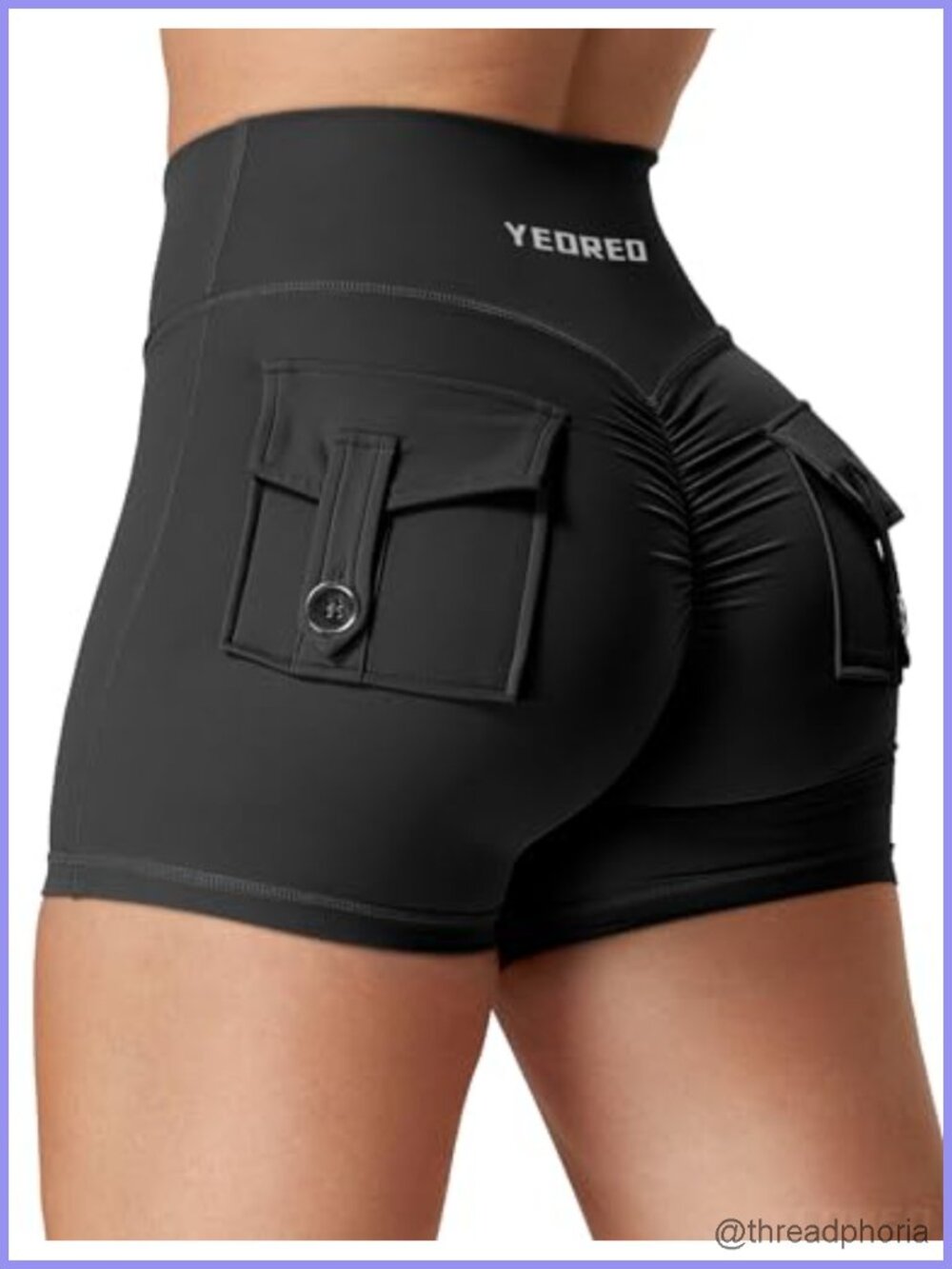 High Waisted Scrunch Biker Shorts with Pockets, 4.5" Inseam, 75% Nylon 25%
